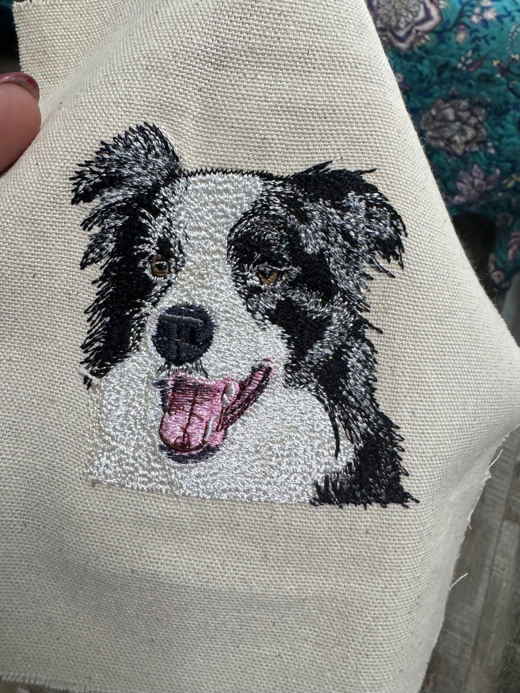 Border Collie Machine Embroidered Framed Art | Tabletop Decor for Home or Office