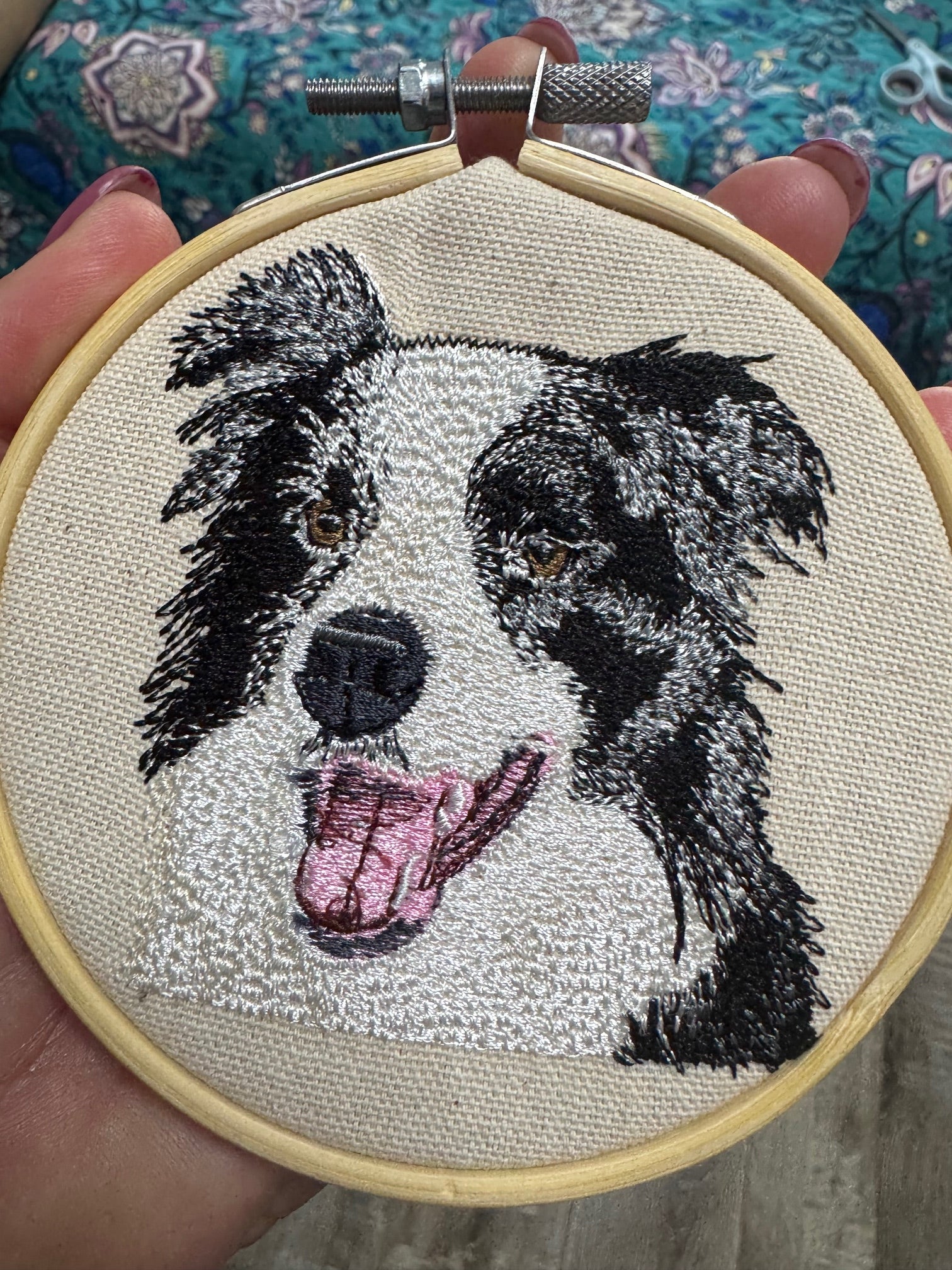 Border Collie Machine Embroidered Framed Art | Tabletop Decor for Home or Office