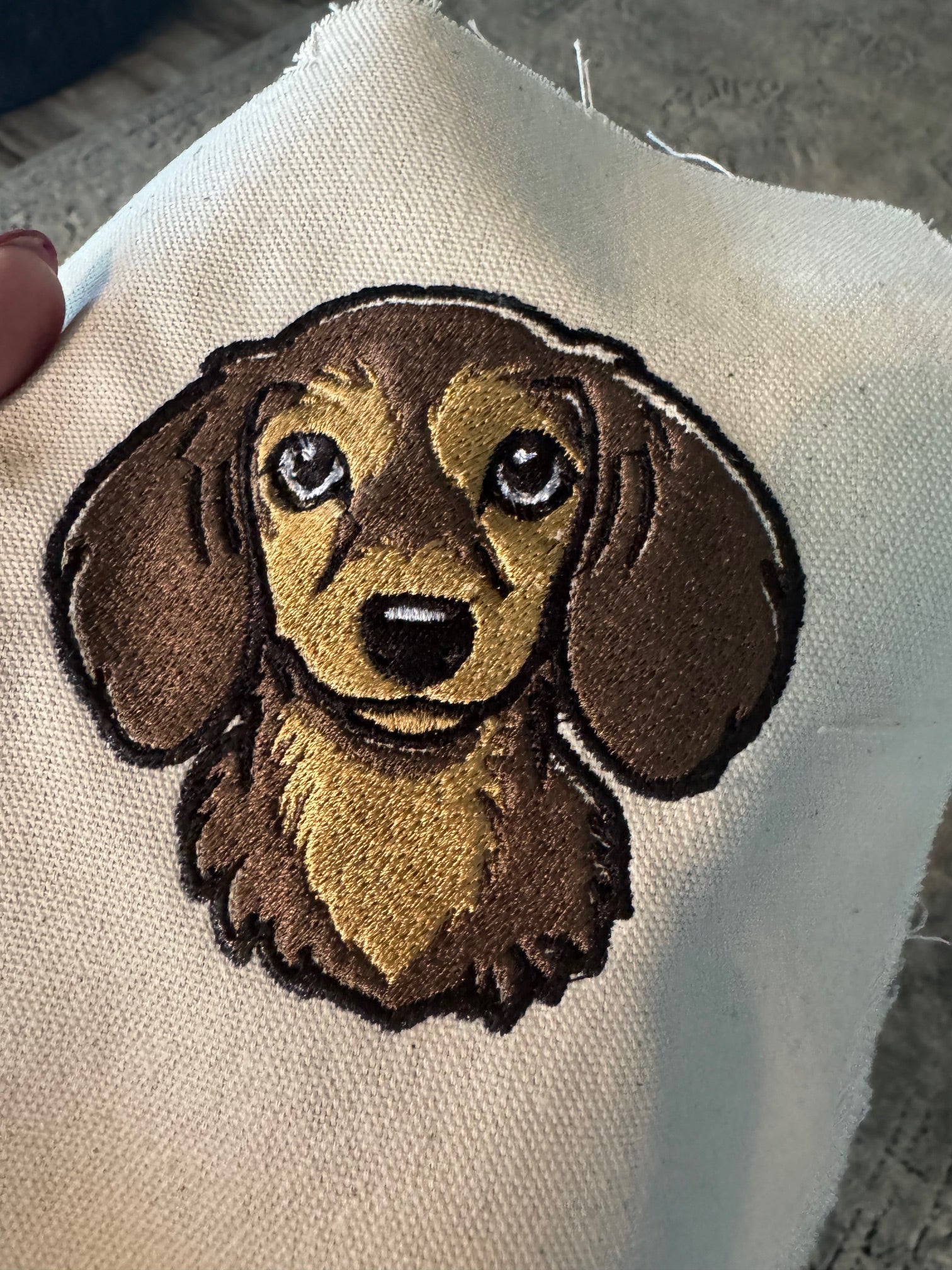 Dachshund Machine Embroidered Framed Art | Tabletop Decor for Home or Office