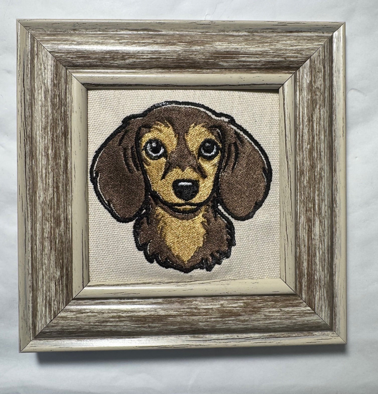 Dachshund Machine Embroidered Framed Art | Tabletop Decor for Home or Office
