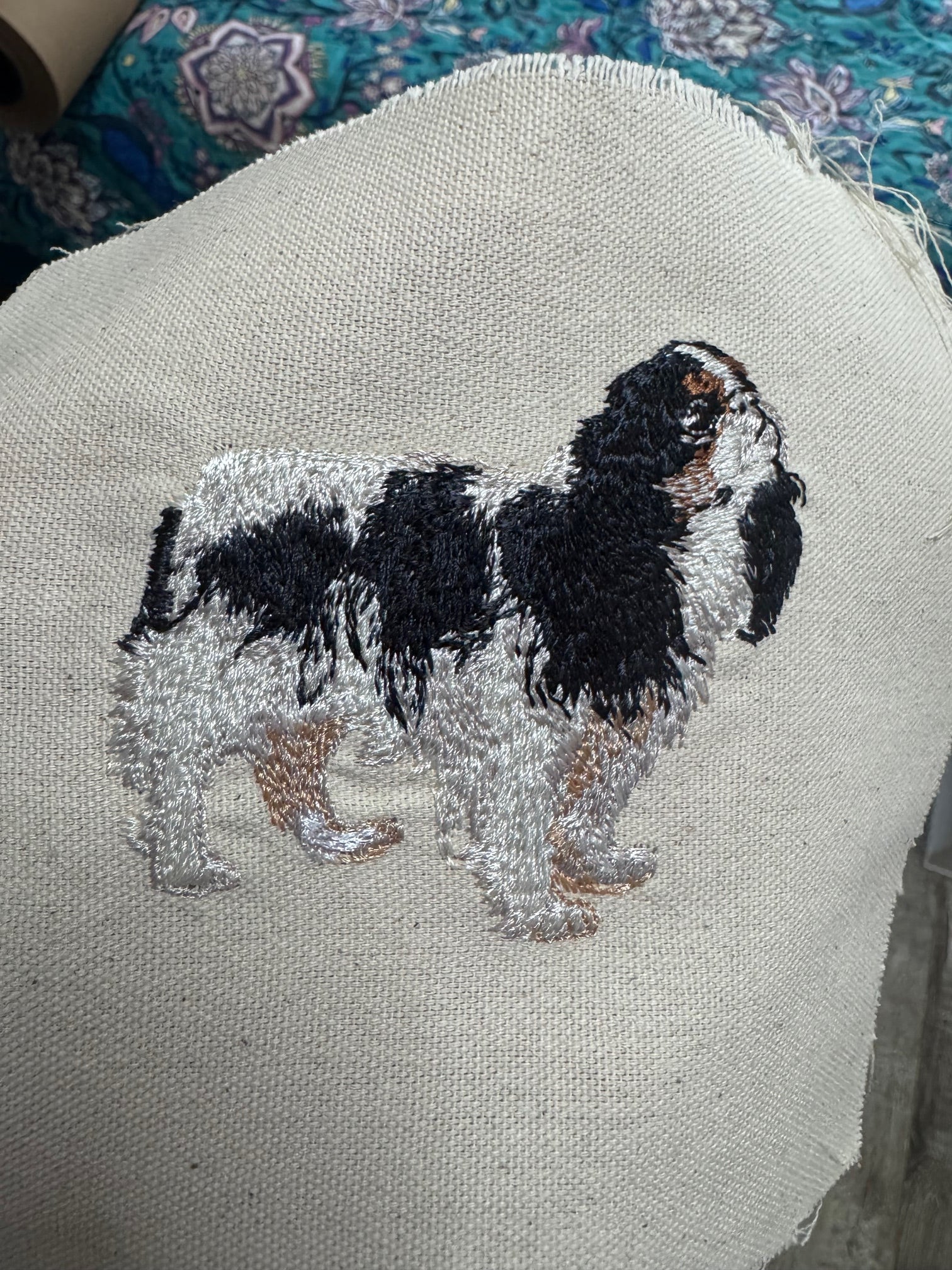 Cavalier King Charles Spaniel Machine Embroidered Framed Art | Tabletop Decor for Home or Office