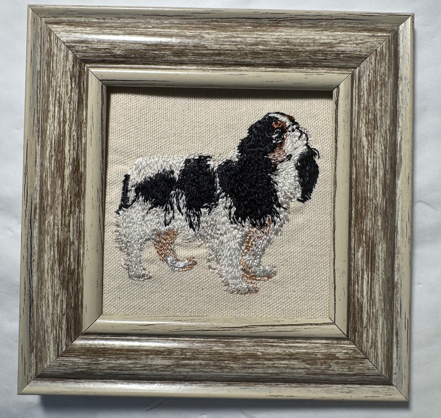 Cavalier King Charles Spaniel Machine Embroidered Framed Art | Tabletop Decor for Home or Office
