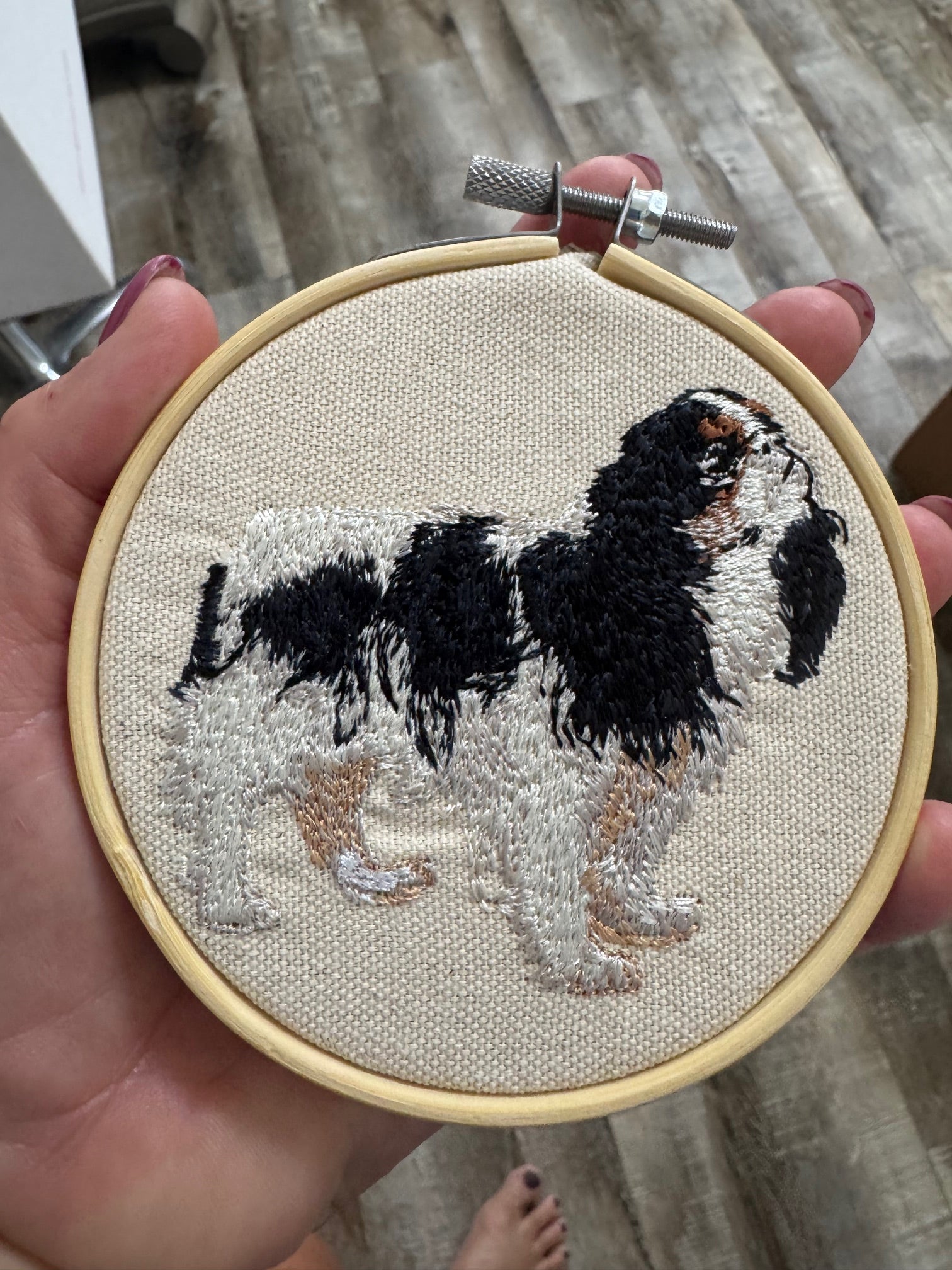 Cavalier King Charles Spaniel Machine Embroidered Framed Art | Tabletop Decor for Home or Office