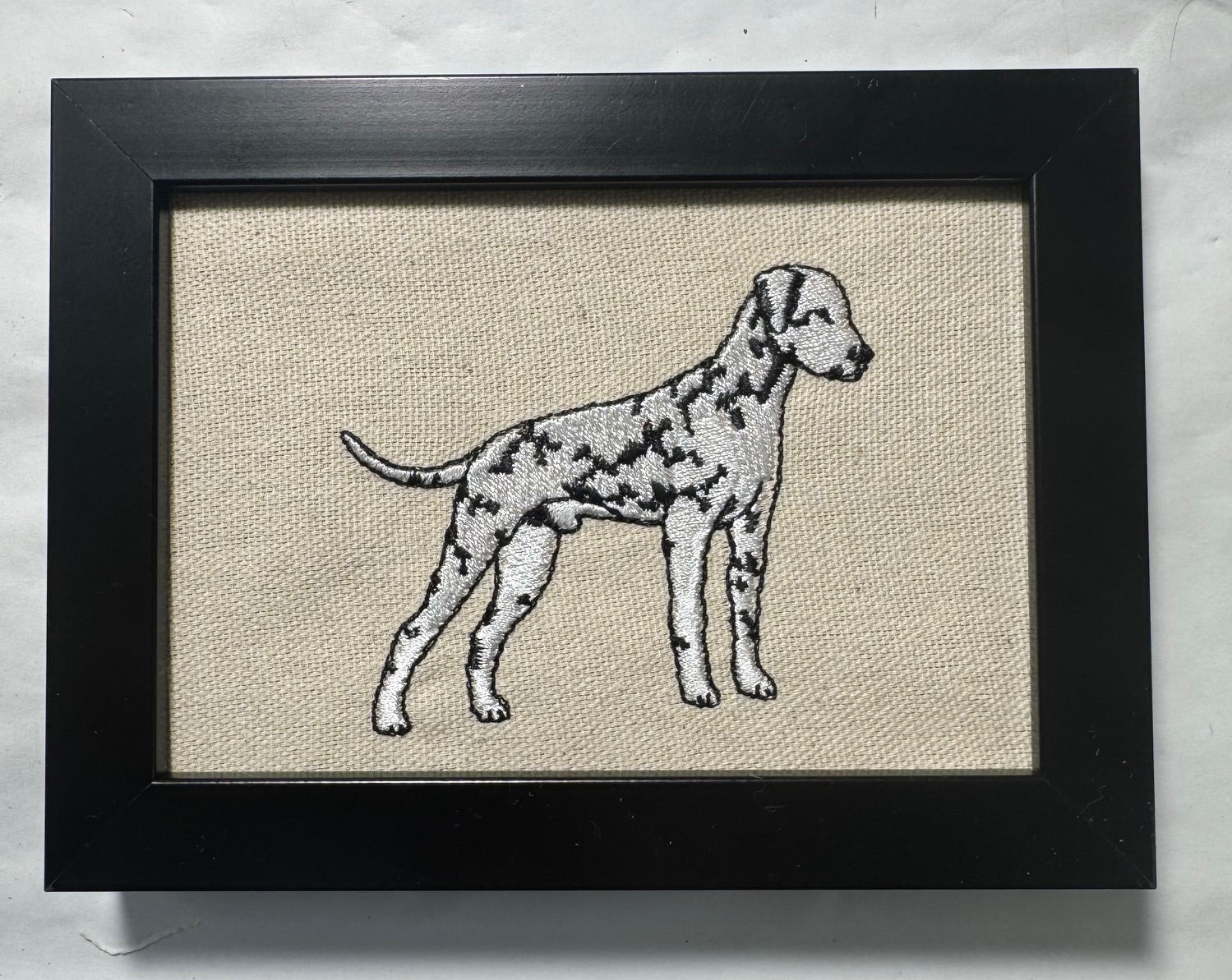 Dalmatian Machine Embroidered Framed Art | Tabletop Decor for Home or Office