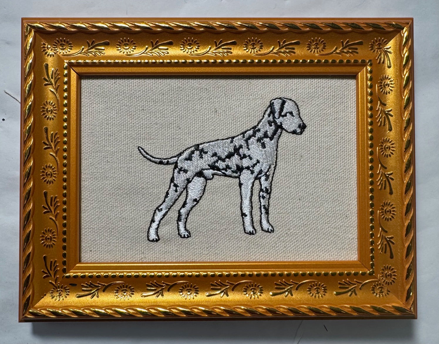 Dalmatian Machine Embroidered Framed Art | Tabletop Decor for Home or Office