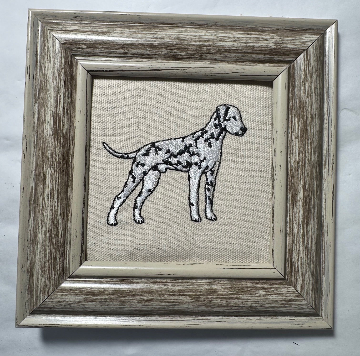 Dalmatian Machine Embroidered Framed Art | Tabletop Decor for Home or Office