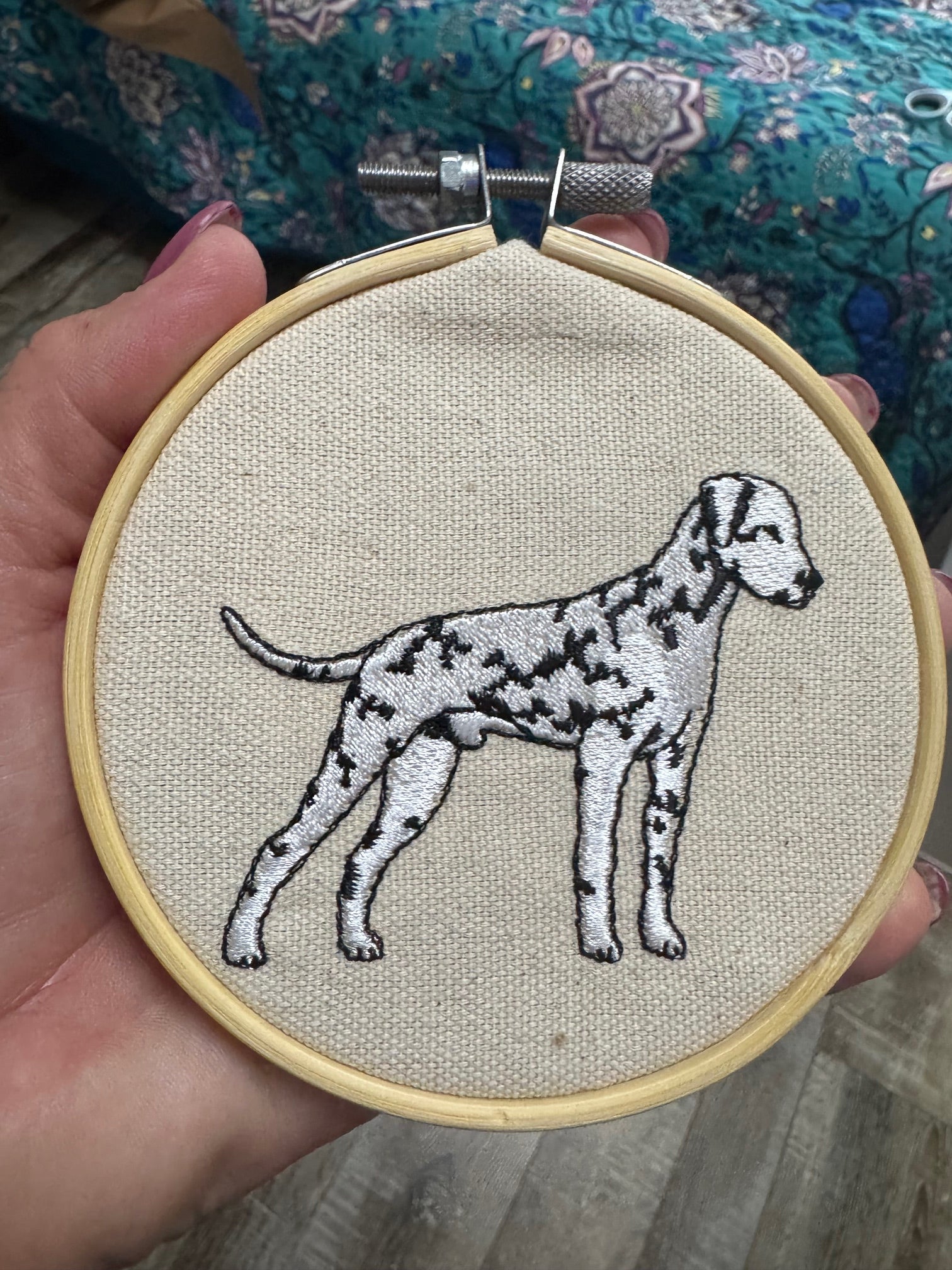 Dalmatian Machine Embroidered Framed Art | Tabletop Decor for Home or Office