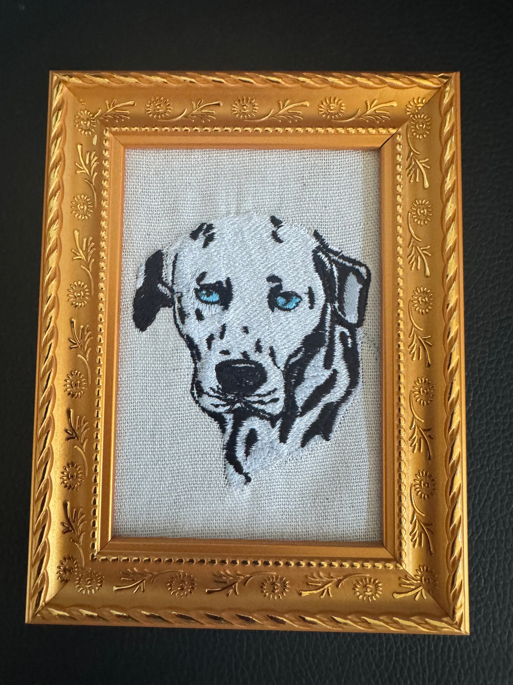 Dalmatian Machine Embroidered Framed Art | Tabletop Decor for Home or Office