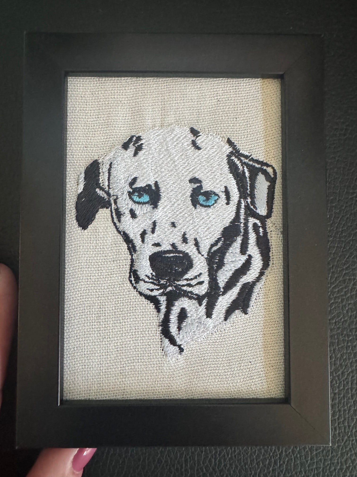 Dalmatian Machine Embroidered Framed Art | Tabletop Decor for Home or Office