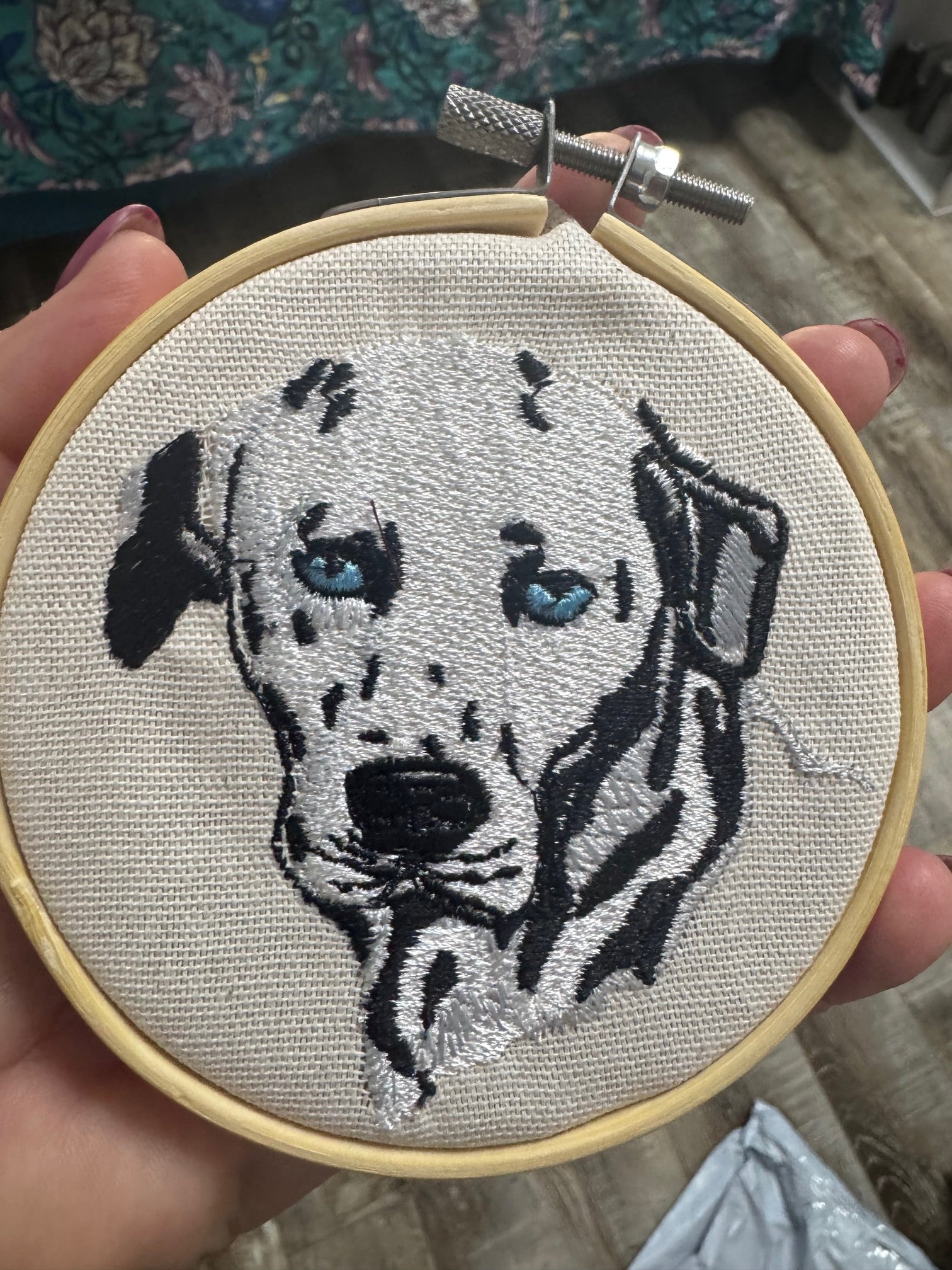 Dalmatian Machine Embroidered Framed Art | Tabletop Decor for Home or Office