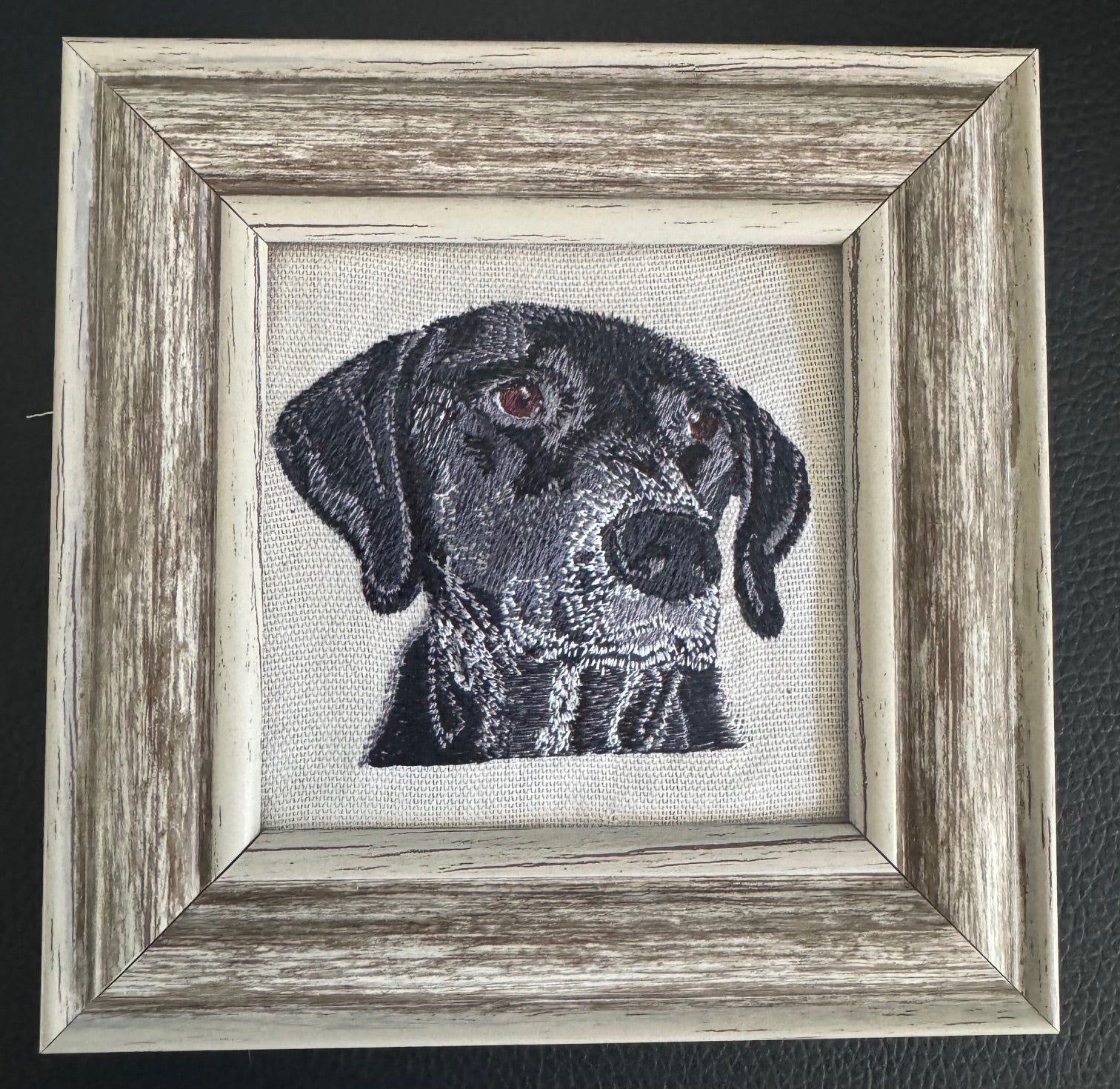 German Shorthaired Pointer Machine Embroidered Framed Art | Tabletop Decor