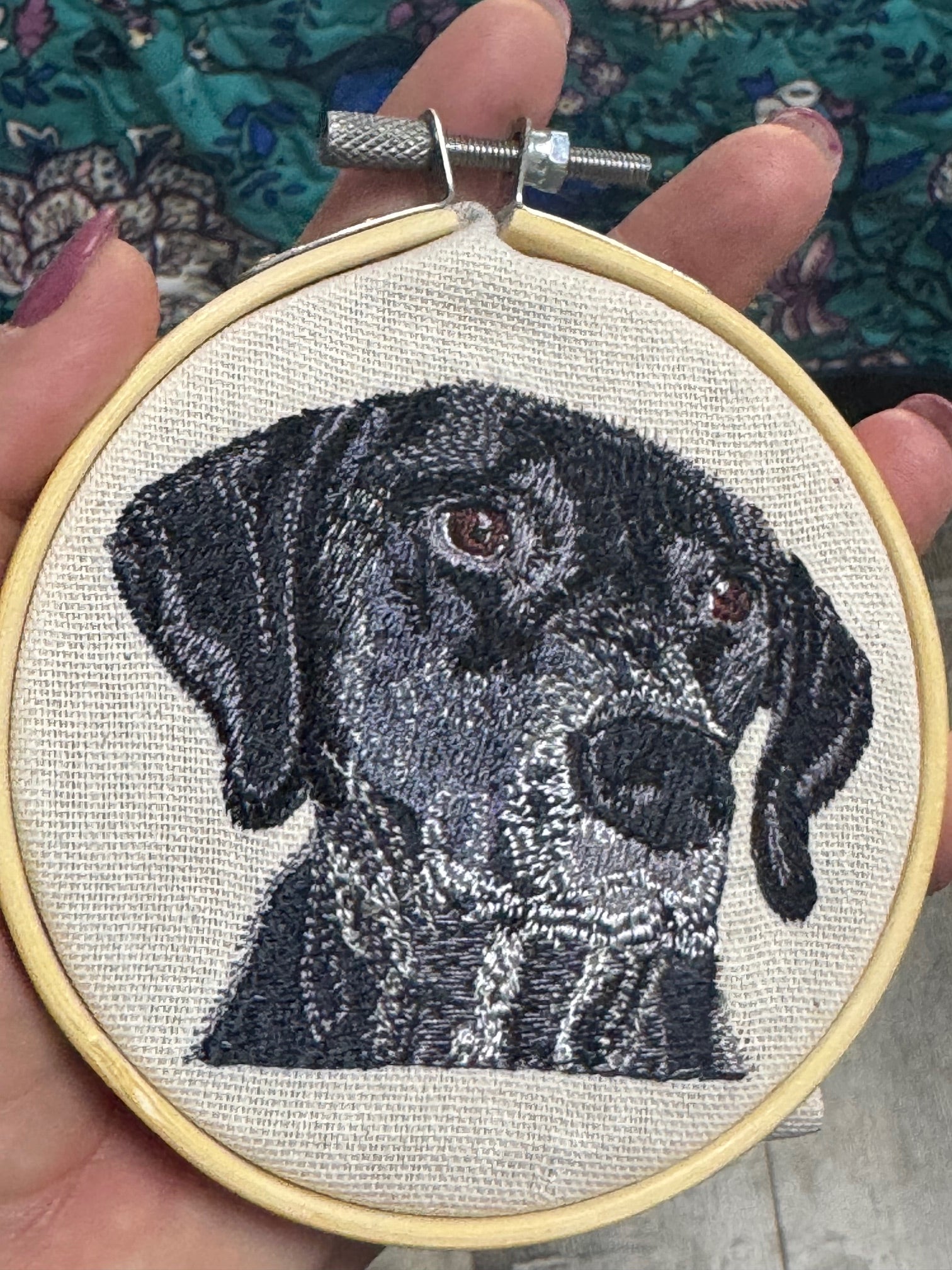 German Shorthaired Pointer Machine Embroidered Framed Art | Tabletop Decor