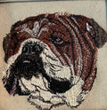 Bulldog Machine Embroidered Framed Art | Tabletop Decor for Home or Office