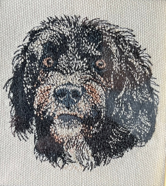 Portuguese Water Dog Machine Embroidered Framed Art | Tabletop Decor for Home or Office