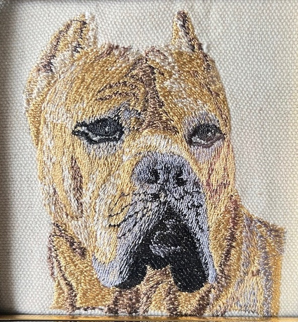 Cane Corso Machine Embroidered Framed Art | Tabletop Decor for Home or Office
