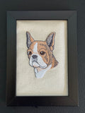 French Bulldog Machine Embroidered Framed Art | Tabletop Decor for Home or Office