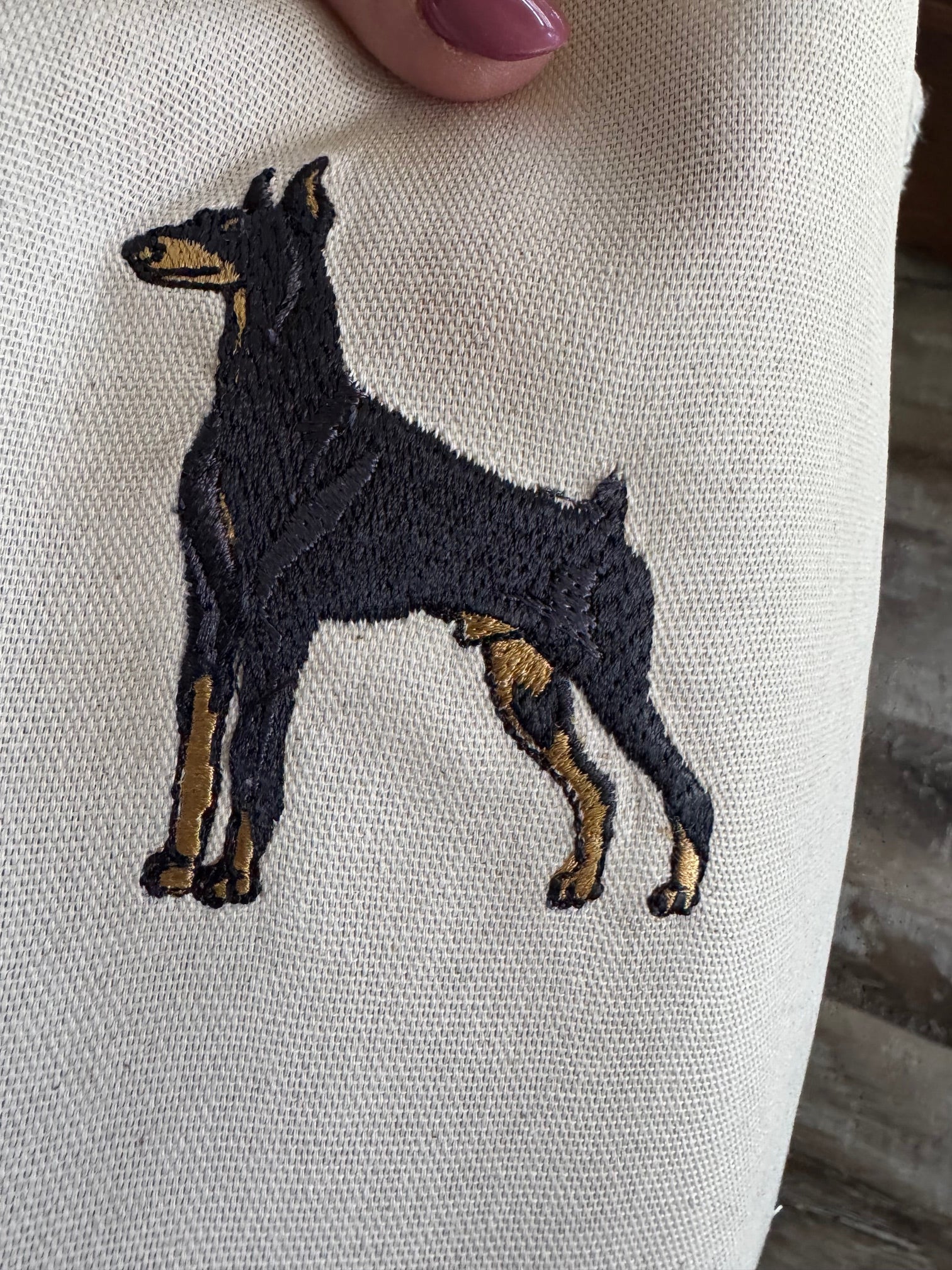 Doberman Machine Embroidered Framed Art | Tabletop Decor for Home or Office