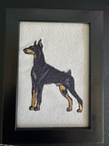 Doberman Machine Embroidered Framed Art | Tabletop Decor for Home or Office