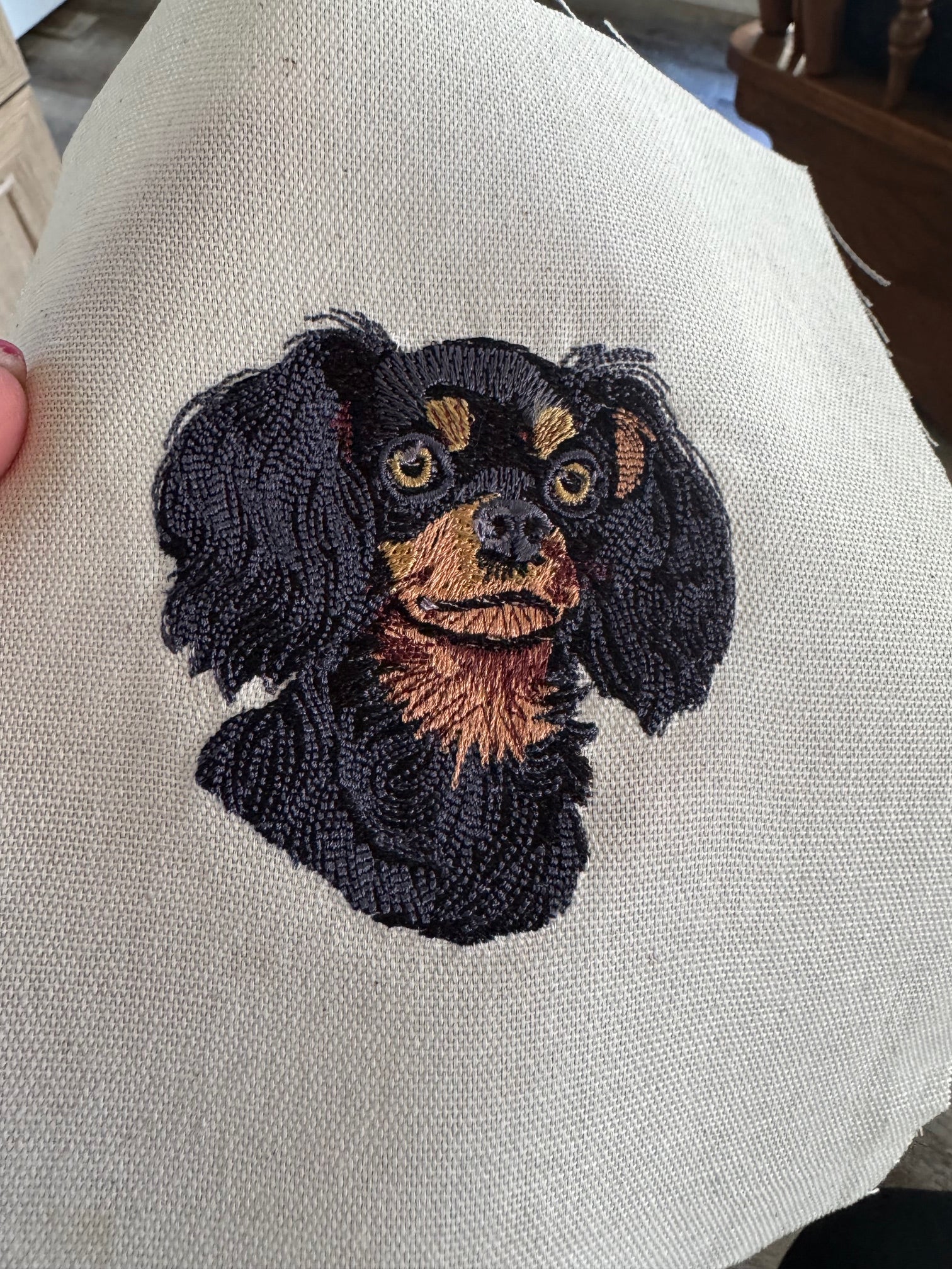 Cavalier King Charles Spaniel Machine Embroidered Framed Art | Tabletop Decor for Home or Office