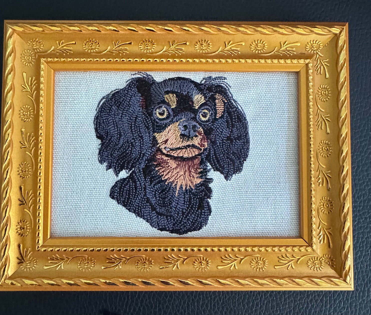 Cavalier King Charles Spaniel Machine Embroidered Framed Art | Tabletop Decor for Home or Office