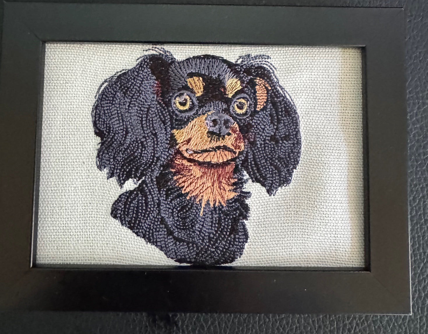 Cavalier King Charles Spaniel Machine Embroidered Framed Art | Tabletop Decor for Home or Office