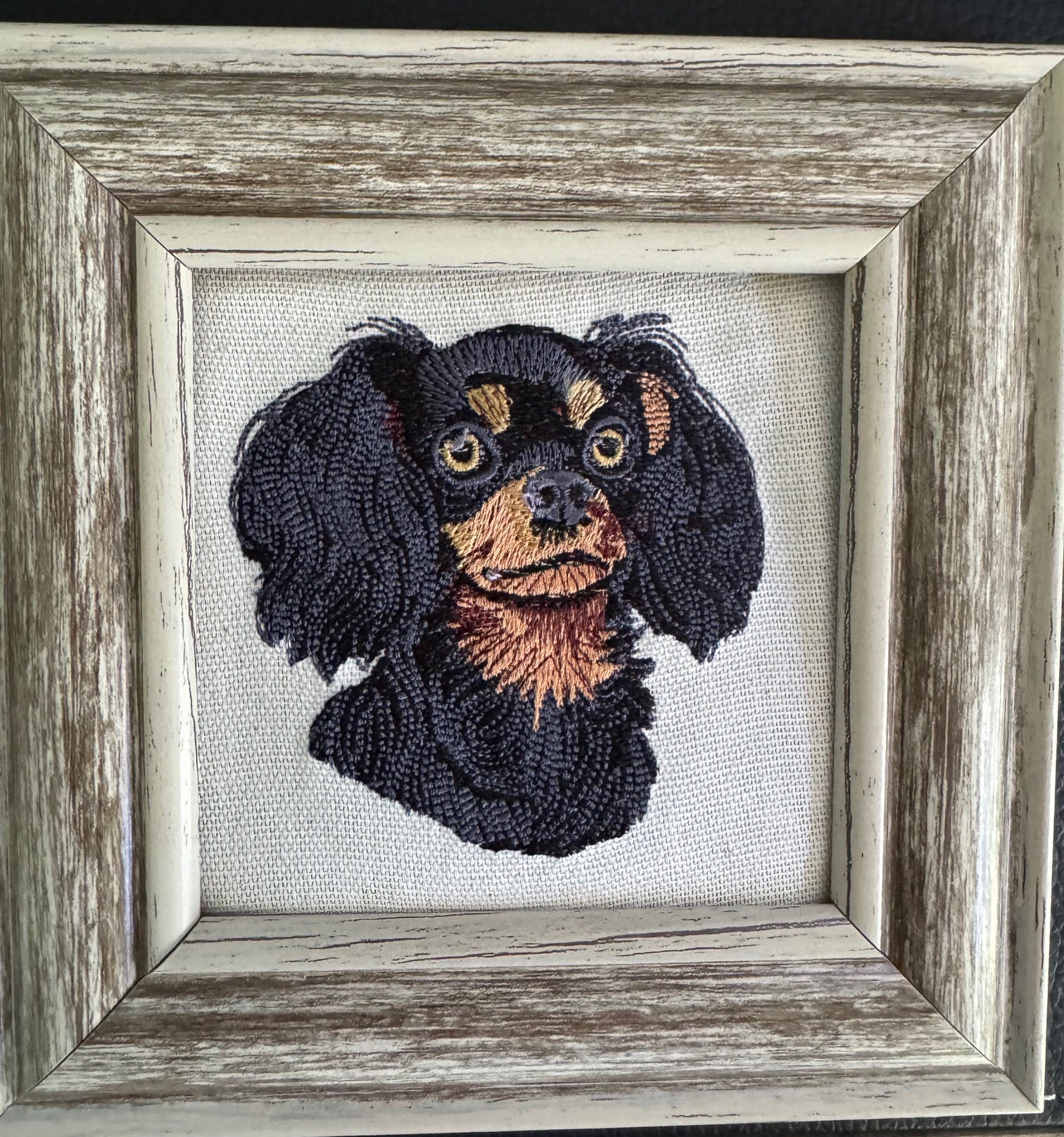 Cavalier King Charles Spaniel Machine Embroidered Framed Art | Tabletop Decor for Home or Office