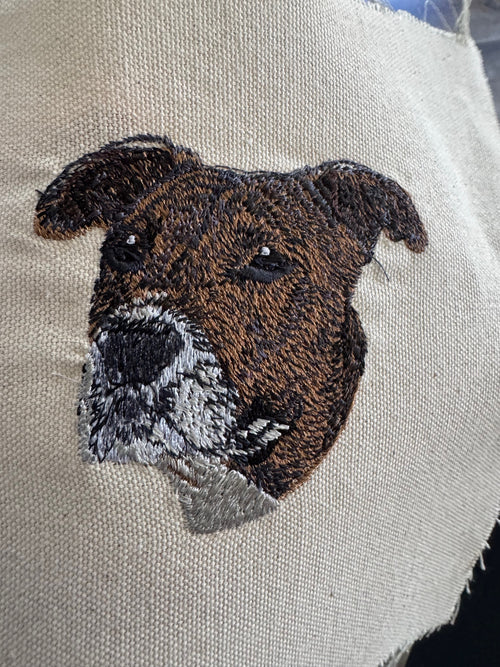American Bully (Pitbull Terrier) — Machine Embroidered Framed Art | Tabletop Decor