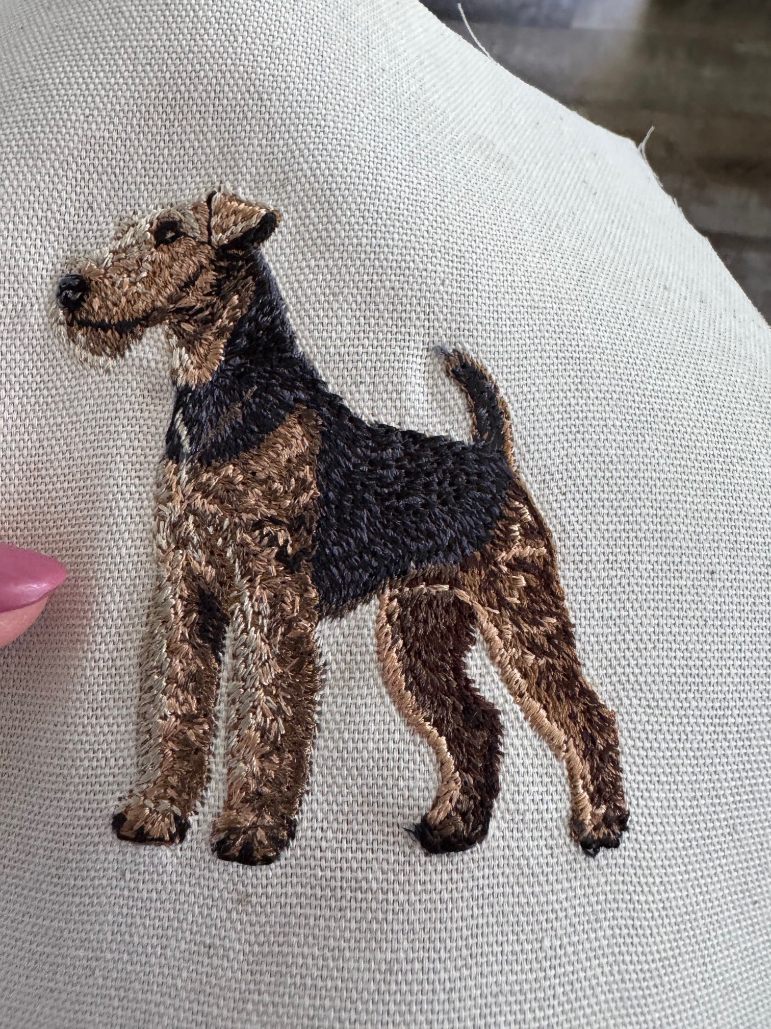 Airedale Terrier — Machine Embroidered Framed Art | Tabletop Decor