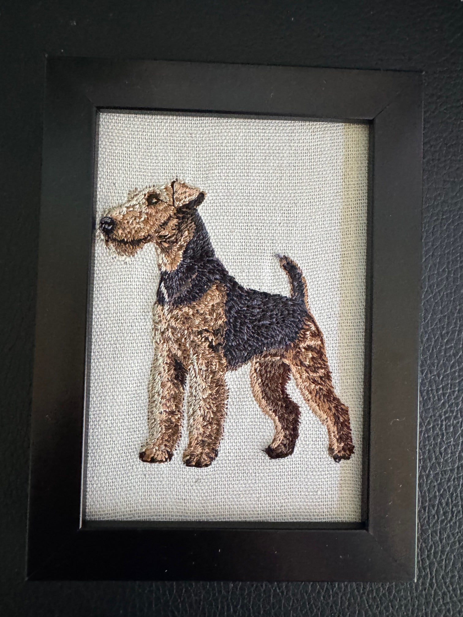 Airedale Terrier — Machine Embroidered Framed Art | Tabletop Decor