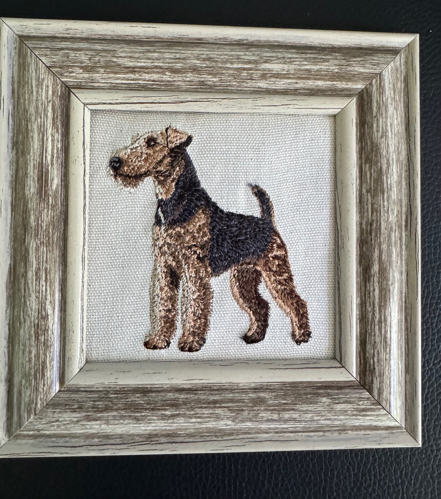 Airedale Terrier — Machine Embroidered Framed Art | Tabletop Decor