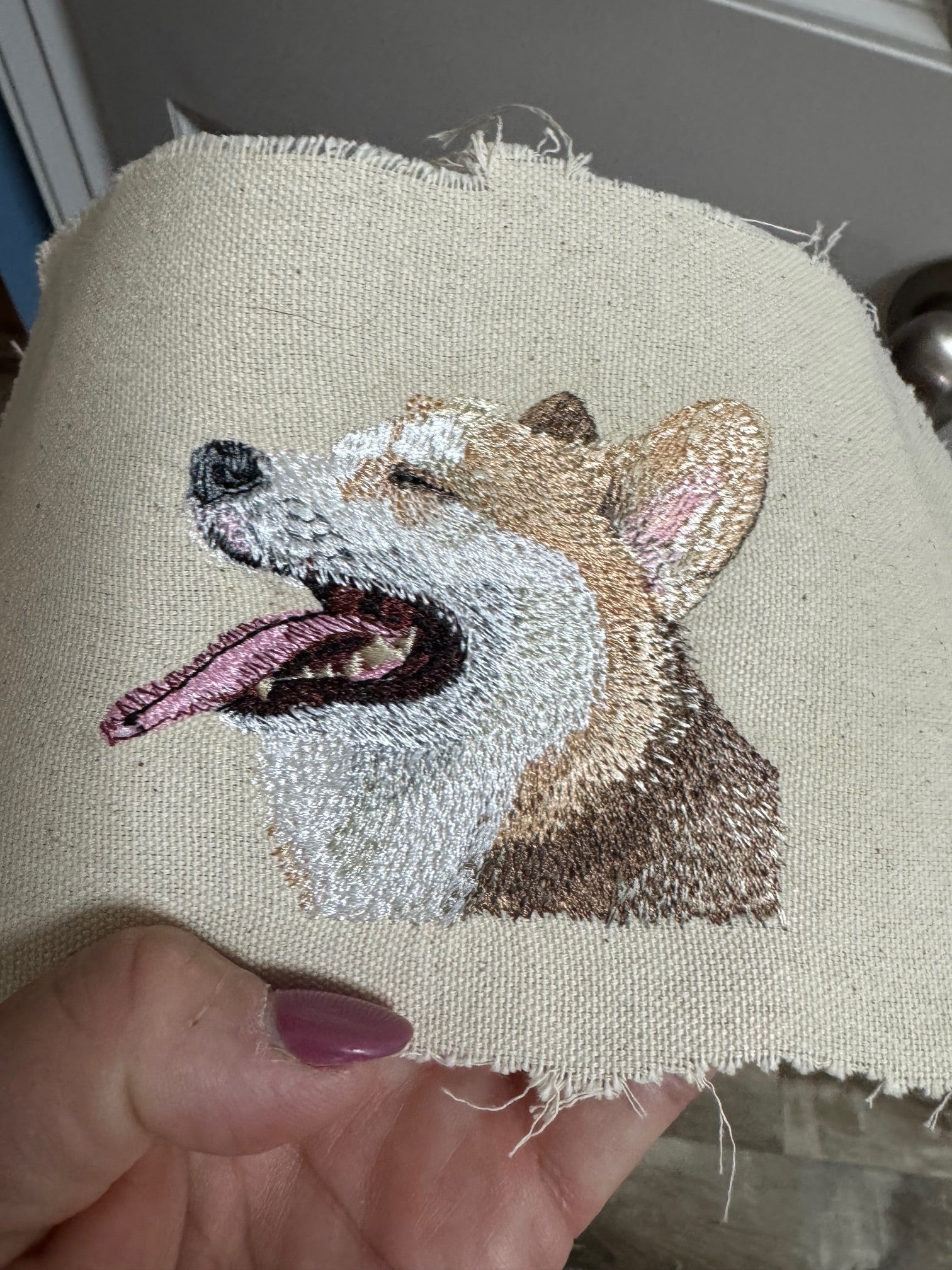 Corgi — Machine Embroidered Framed Art | Tabletop Decor