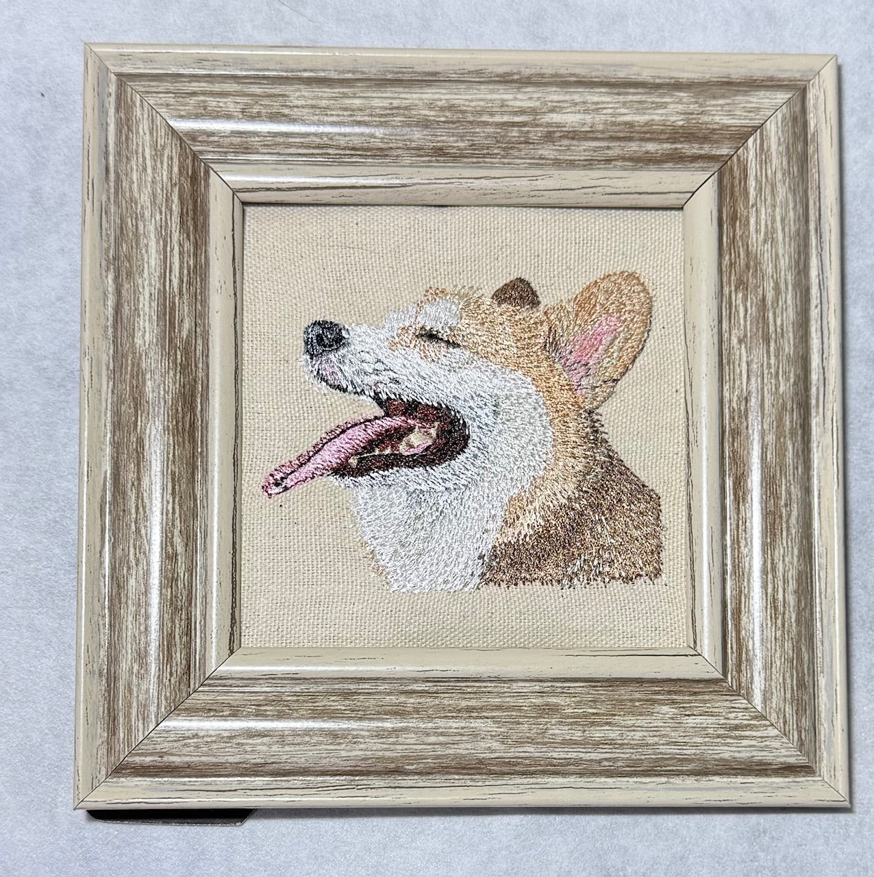 Corgi — Machine Embroidered Framed Art | Tabletop Decor