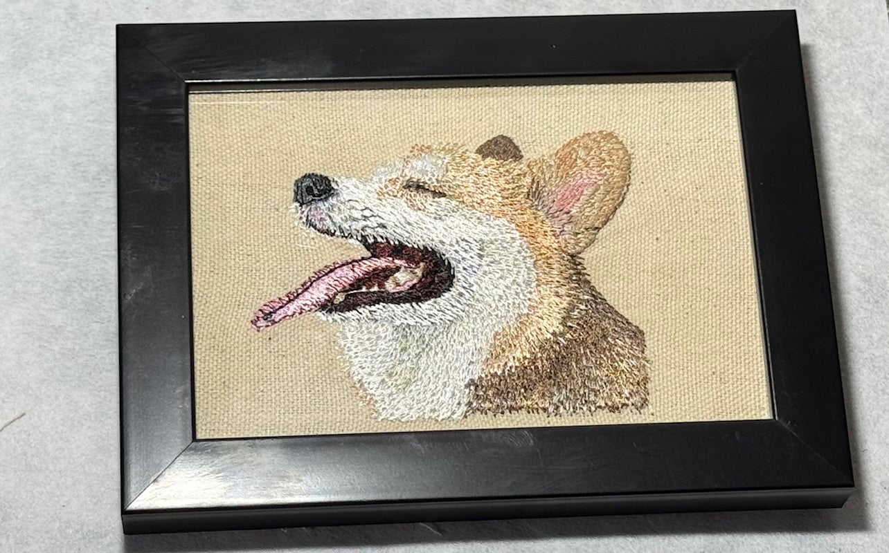 Corgi — Machine Embroidered Framed Art | Tabletop Decor