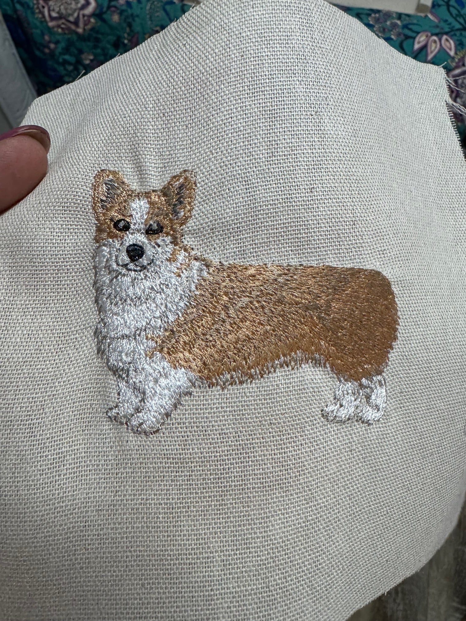Corgi — Machine Embroidered Framed Art | Tabletop Decor