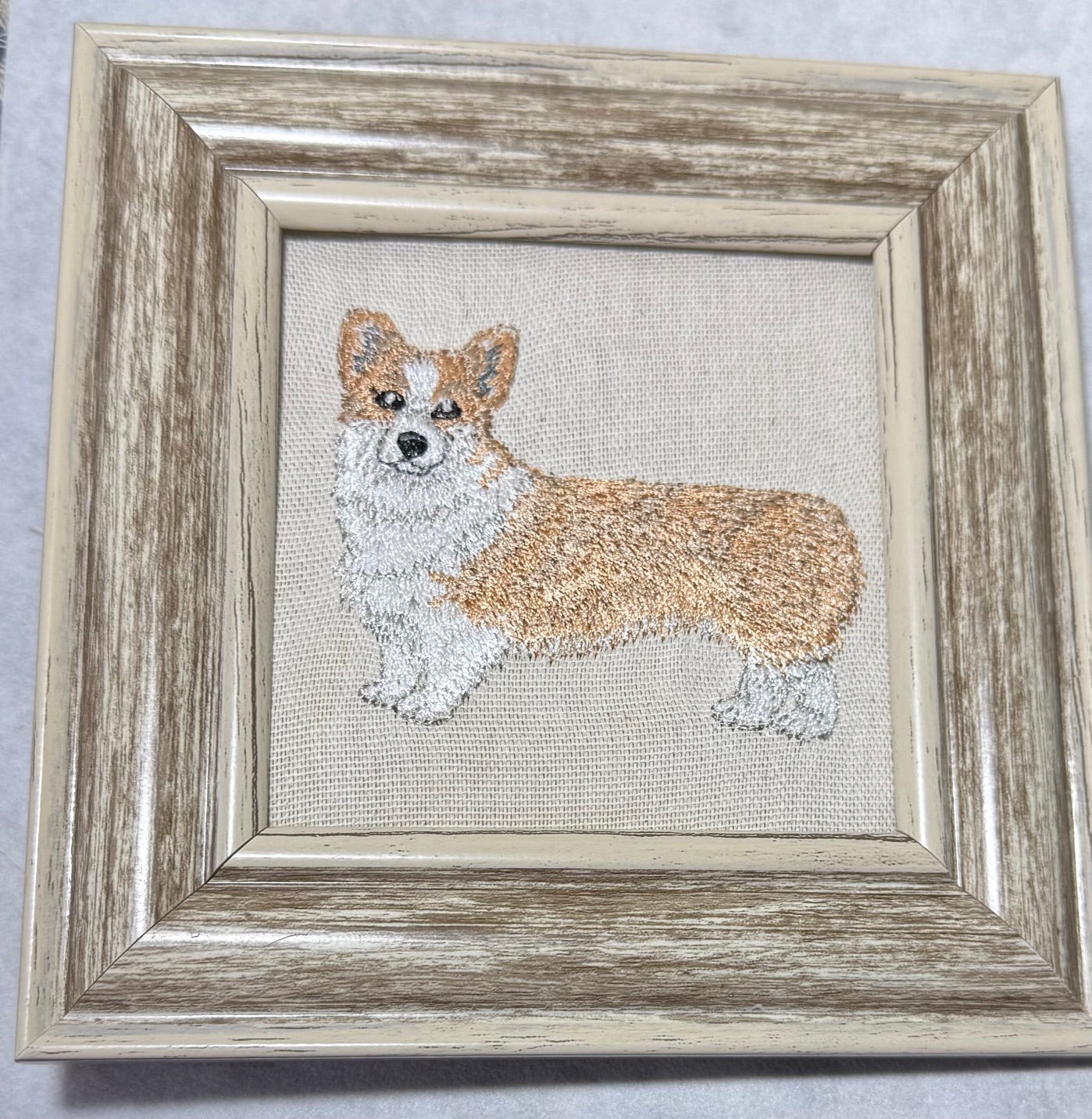 Corgi — Machine Embroidered Framed Art | Tabletop Decor