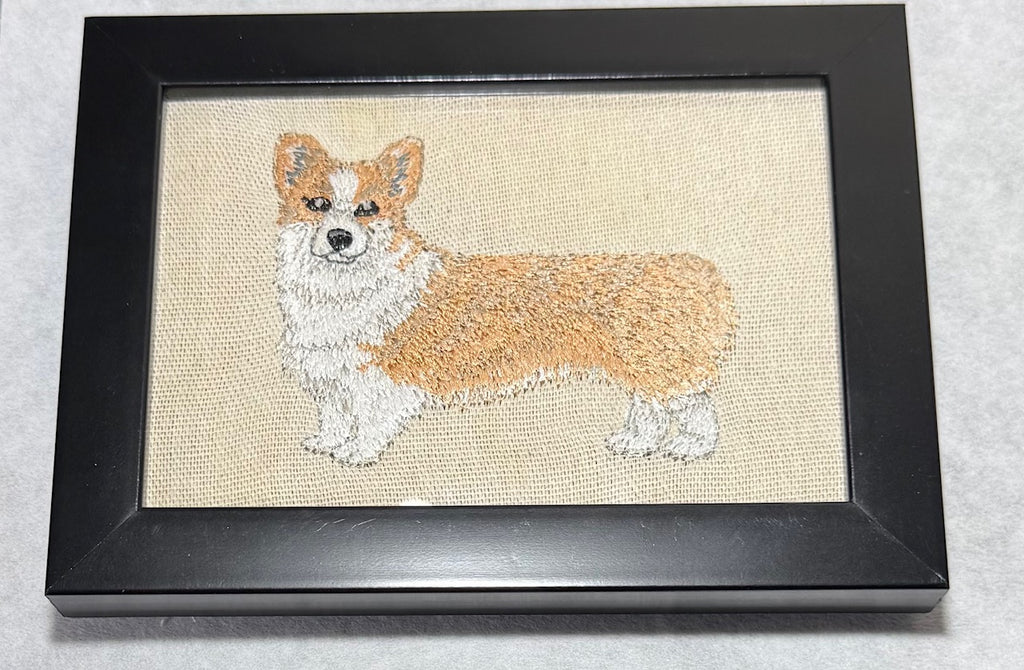 Corgi — Machine Embroidered Framed Art | Tabletop Decor
