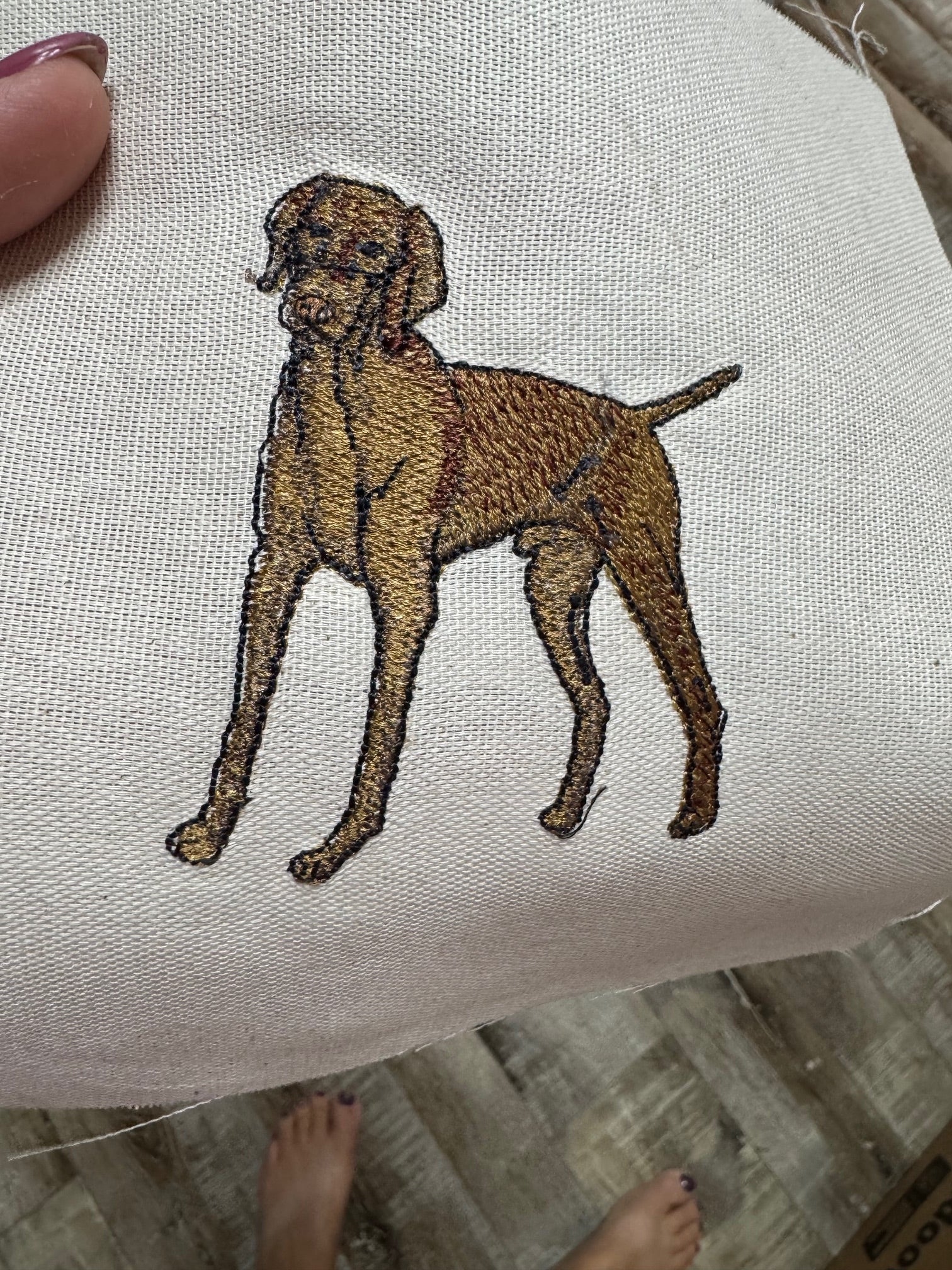 Rhodesian Ridgeback Machine Embroidered Framed Art | Tabletop Decor for Home or Office