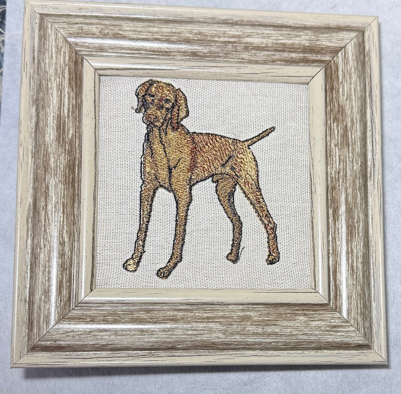 Rhodesian Ridgeback Machine Embroidered Framed Art | Tabletop Decor for Home or Office