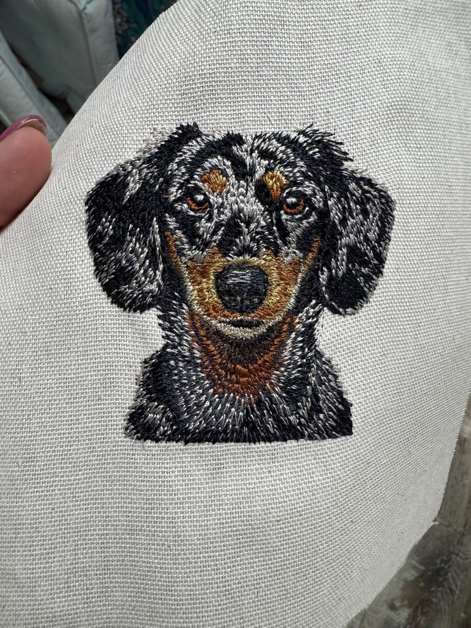 Dachshund Machine Embroidered Framed Art | Tabletop Decor for Home & Office