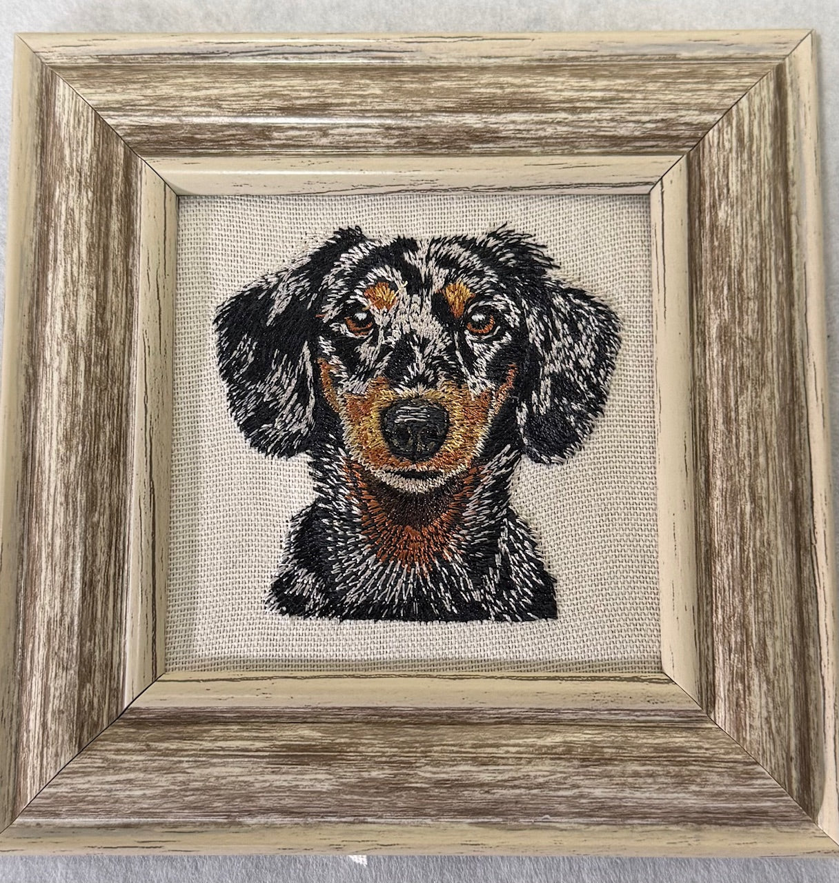 Dachshund Machine Embroidered Framed Art | Tabletop Decor for Home & Office