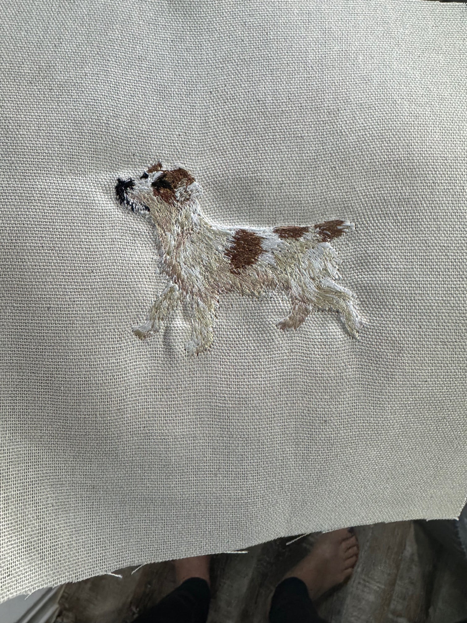 Jack Russell Terrier Machine Embroidered Framed Art | Tabletop Decor