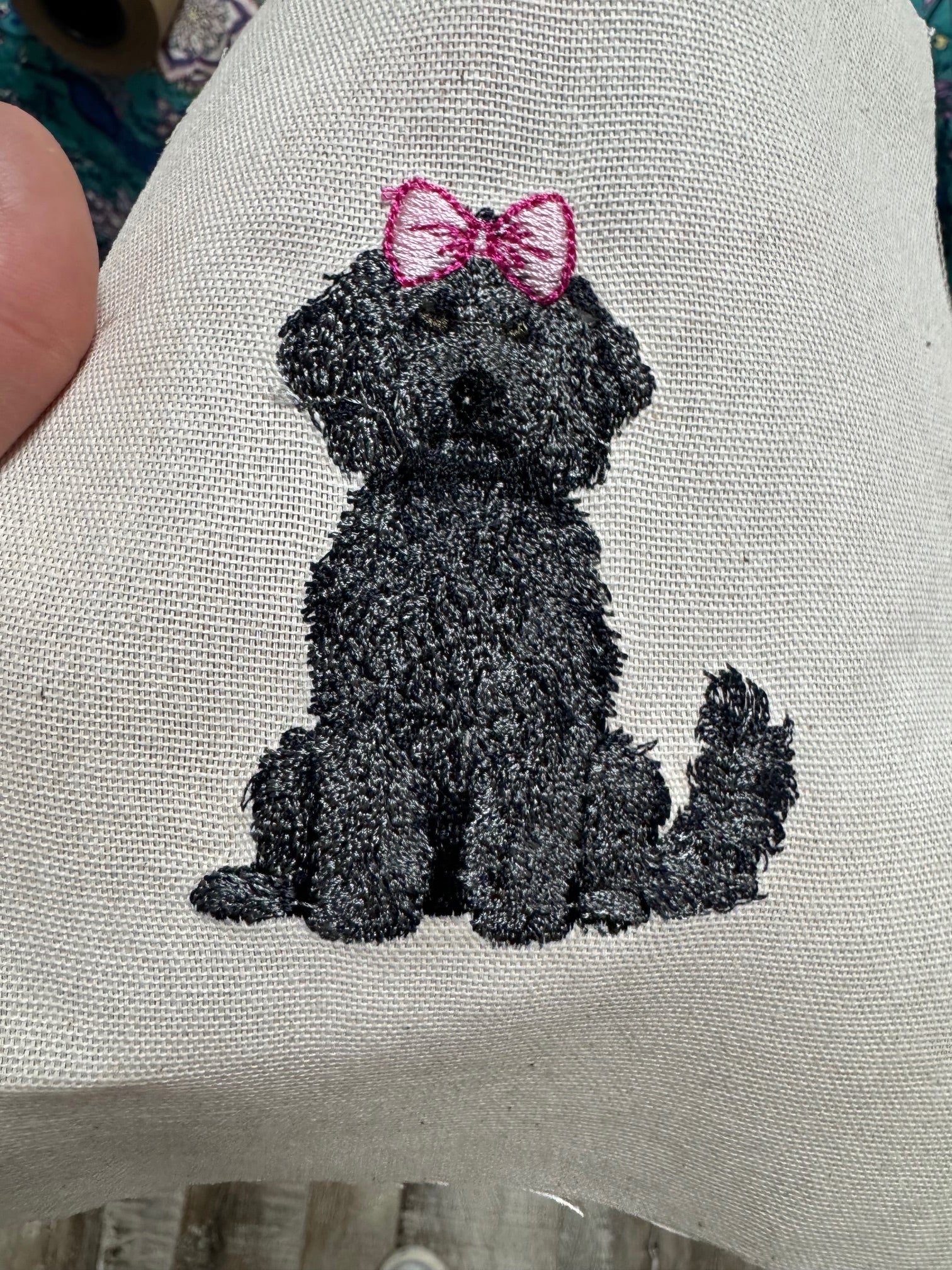 Doodle Dog Machine Embroidered Framed Art | Labradoodle Goldendoodle Tabletop Decor