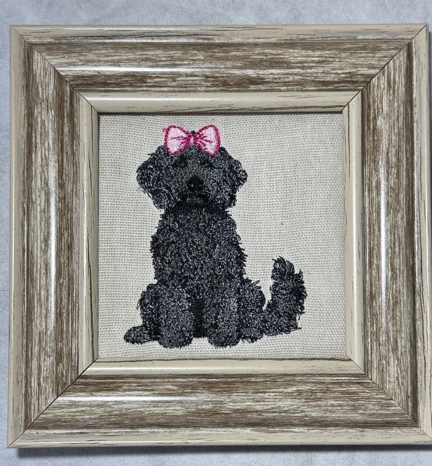 Doodle Dog Machine Embroidered Framed Art | Labradoodle Goldendoodle Tabletop Decor