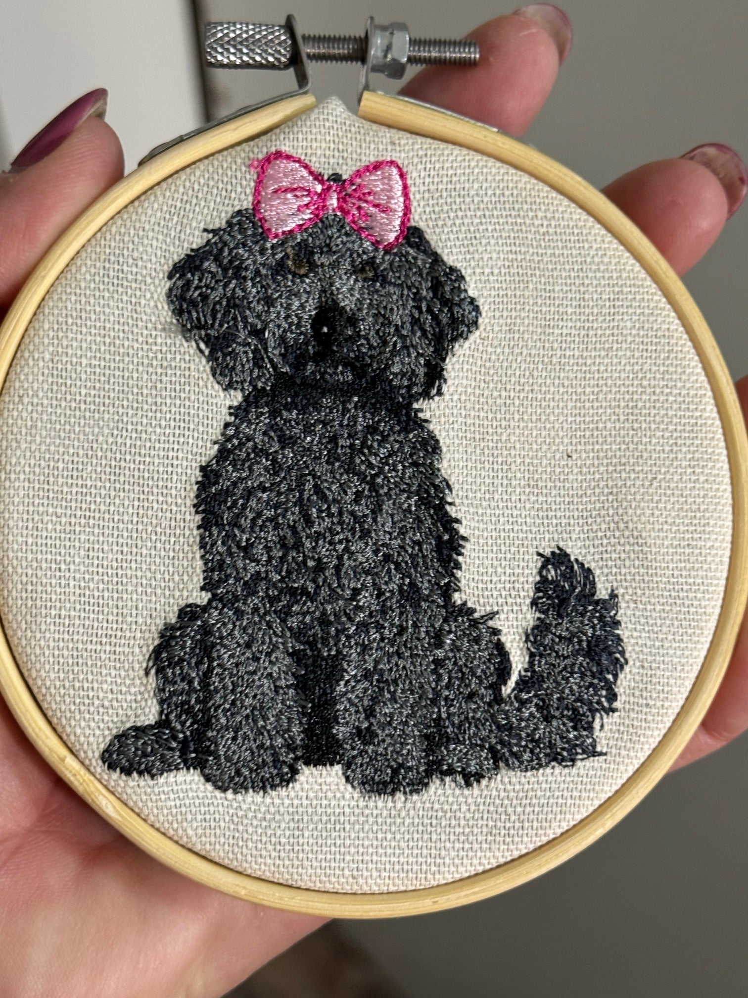 Doodle Dog Machine Embroidered Framed Art | Labradoodle Goldendoodle Tabletop Decor