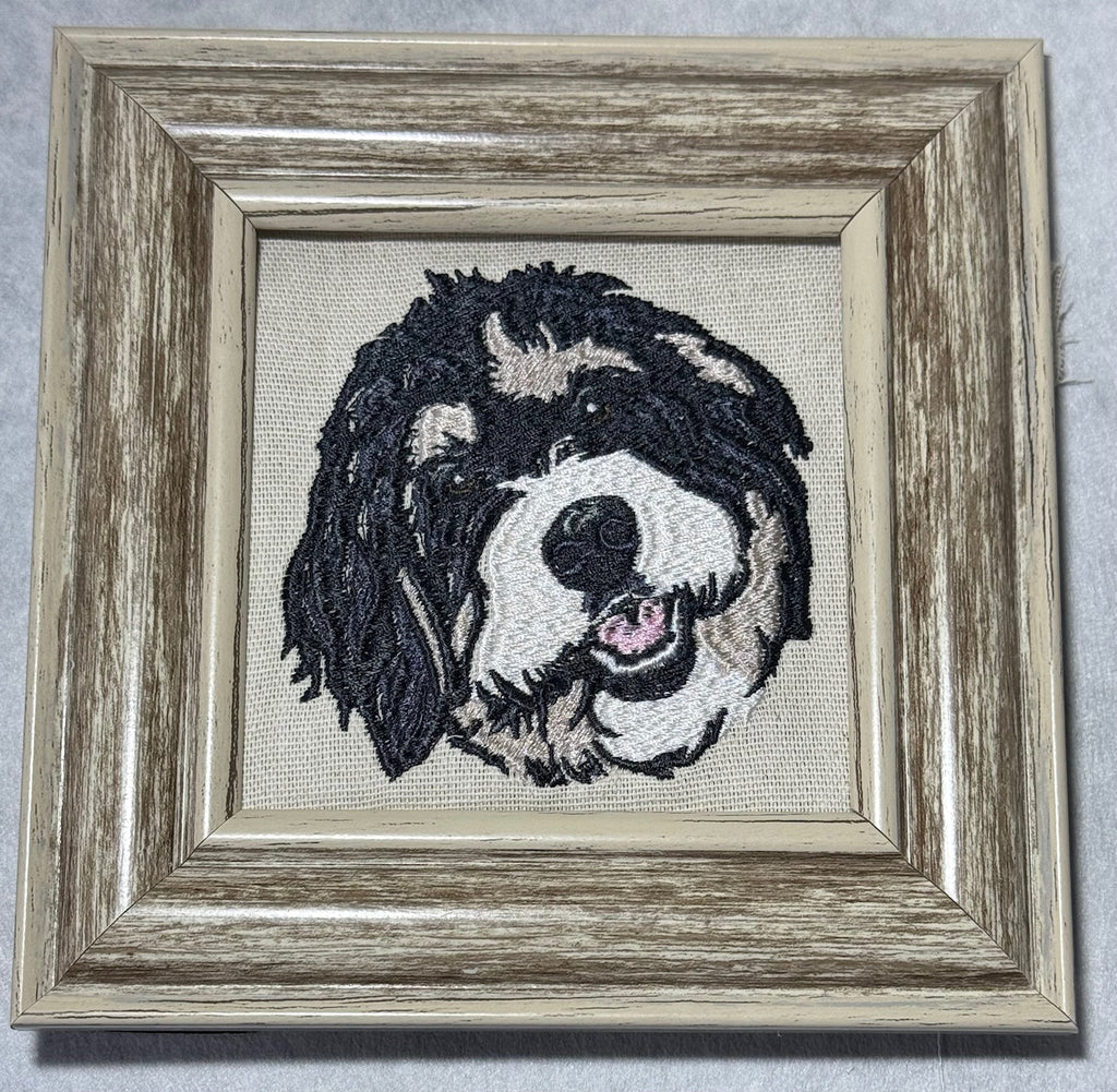 Doodle Dog Machine Embroidered Framed Art | Bernedoodle, Labradoodle & Goldendoodle