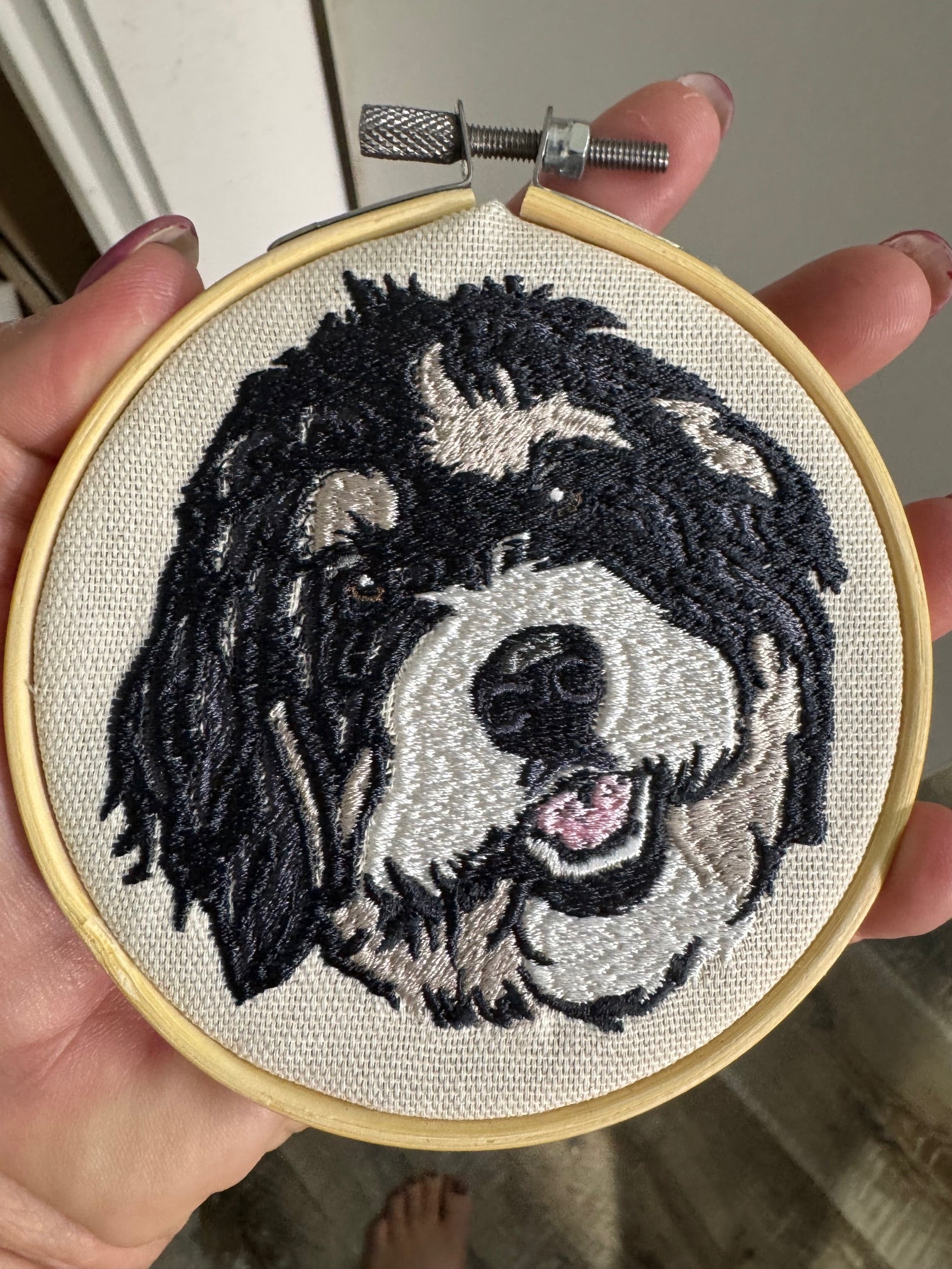 Doodle Dog Machine Embroidered Framed Art | Bernedoodle, Labradoodle & Goldendoodle