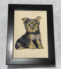 Yorkshire Terrier Yorkie Machine Embroidered Framed Art | Tabletop Decor