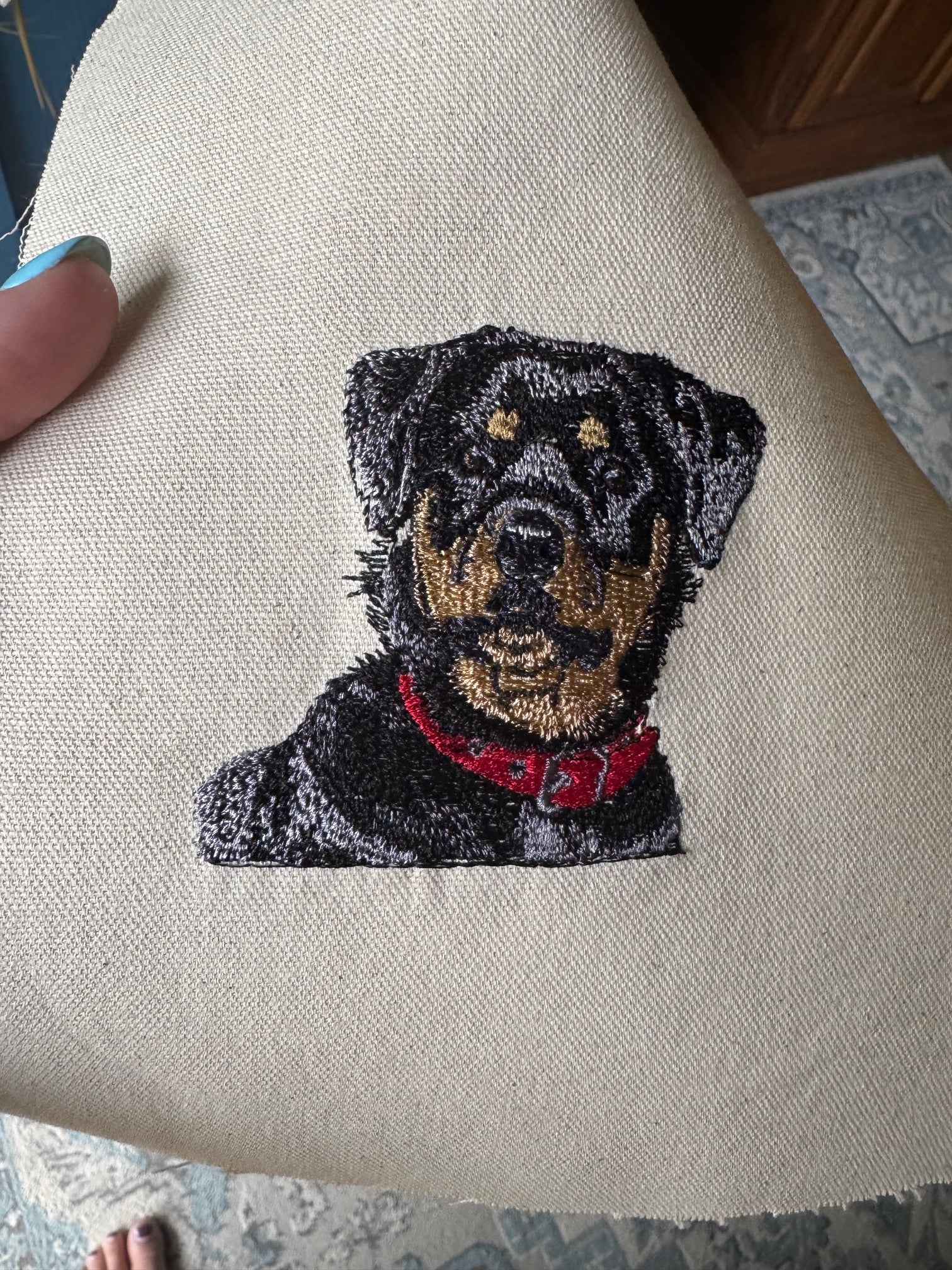 Rottweiler Dog Machine Embroidered Framed Art | Tabletop Decor