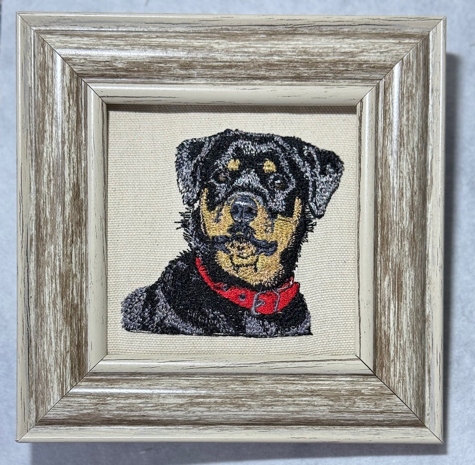 Rottweiler Dog Machine Embroidered Framed Art | Tabletop Decor