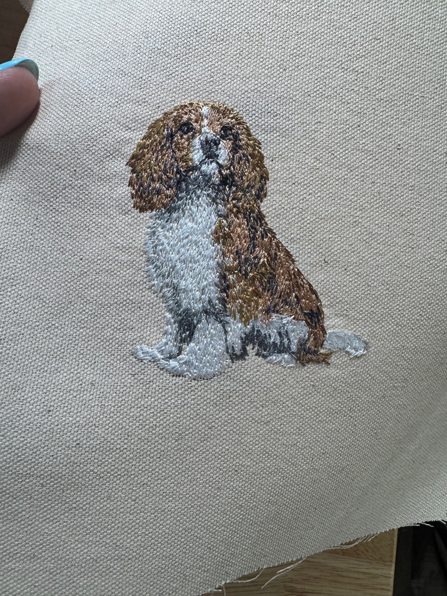 Cavalier King Charles Spaniel Machine Embroidered Framed Art | Tabletop Decor